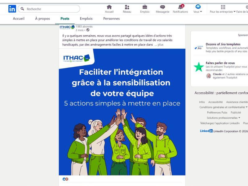 Communication des engagements RSE d'une entreprise en matière d'emploi de personnes handicapées